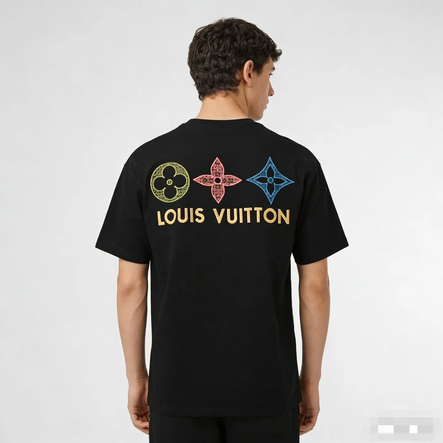 Louis Vuitton/Louis Vuitton 26ss three-color old flower embroidered short sleeves